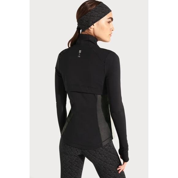 Sweaty Betty X Halle Berry Jacket Womens XXS Black Storm Power High Shine Zip - Picture 13 of 13